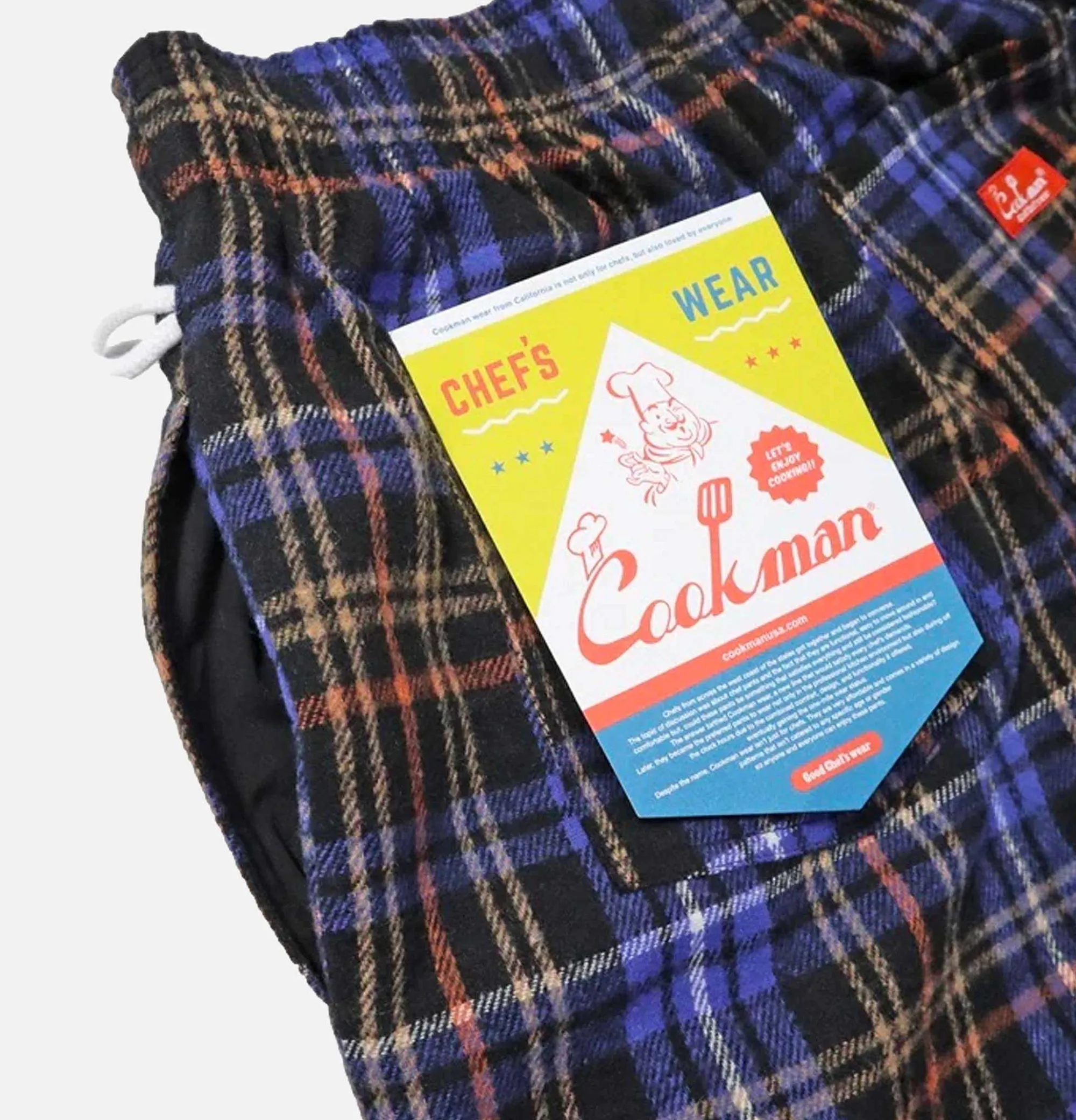 COOKMAN Chef Pant Woolmix Tartan Scott Navy