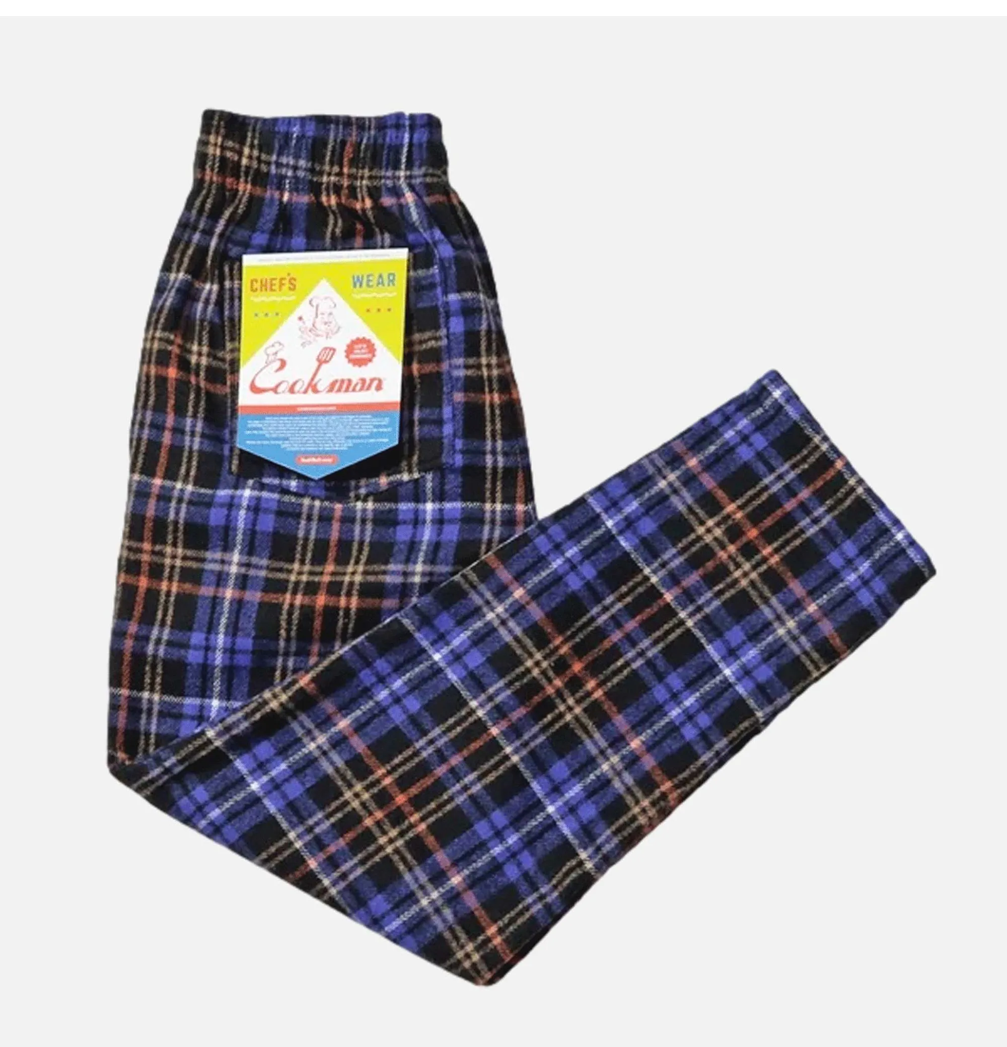 COOKMAN Chef Pant Woolmix Tartan Scott Navy