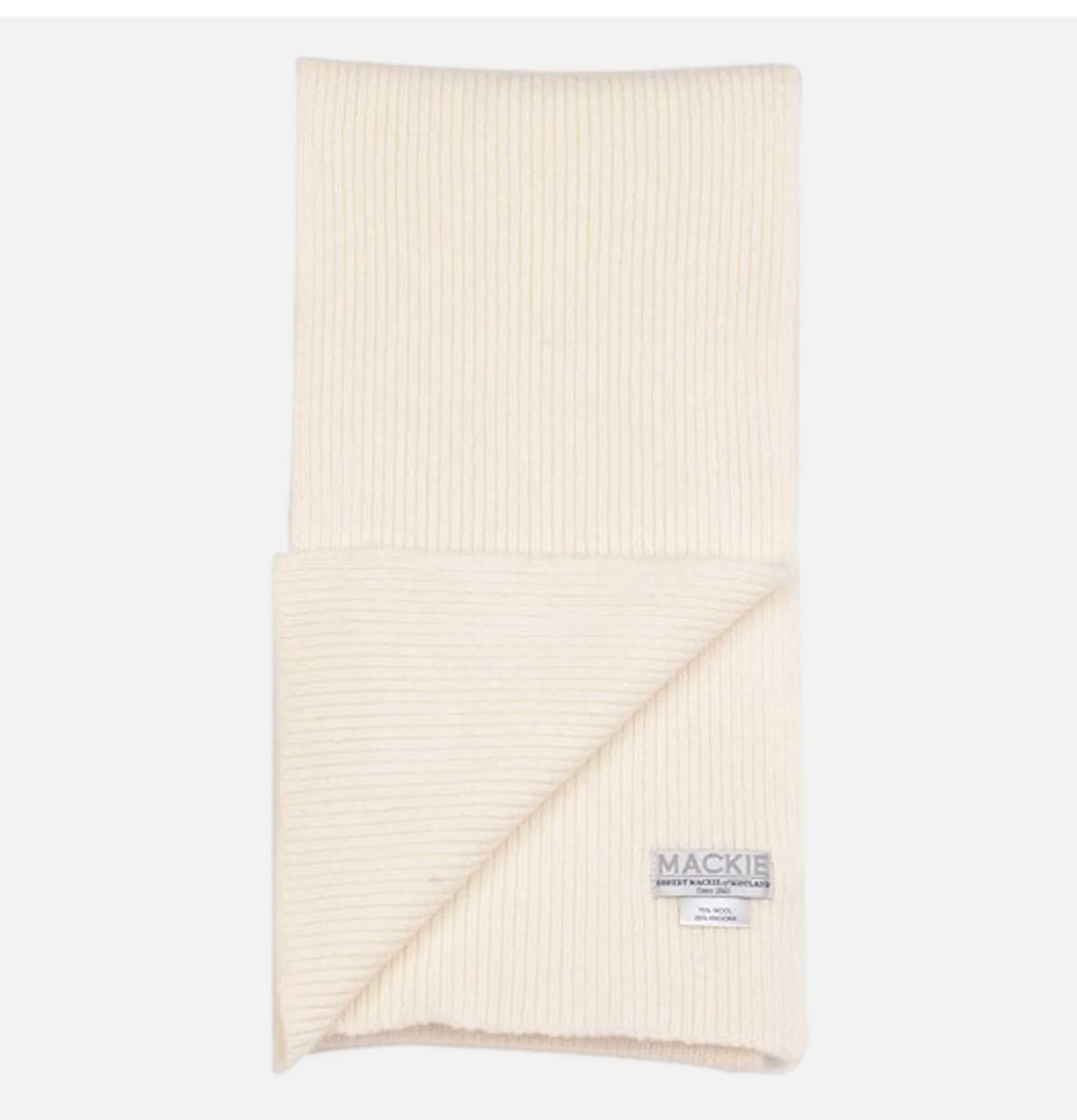 ROBERT MACKIE Geelongora Ribbed Scarf Ecru