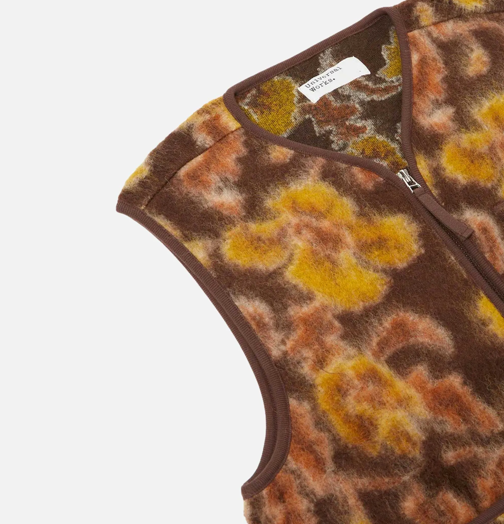 UNIVERSAL WORKS Gilet Zip Flower Brown