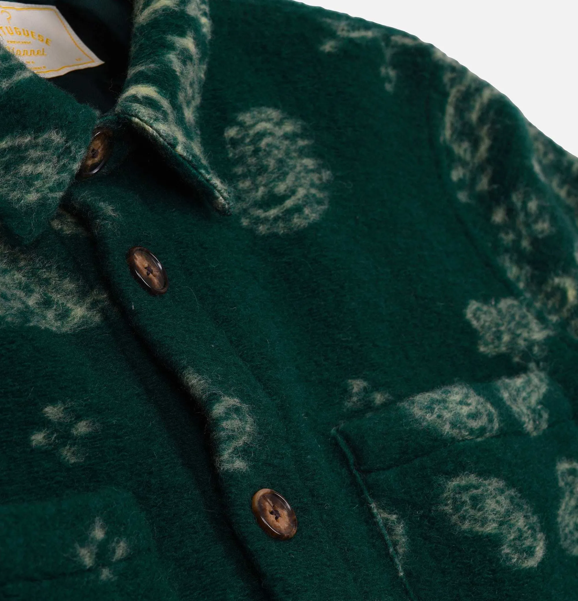 PORTUGUESE FLANNEL Abstract Paisley Green Overshirt