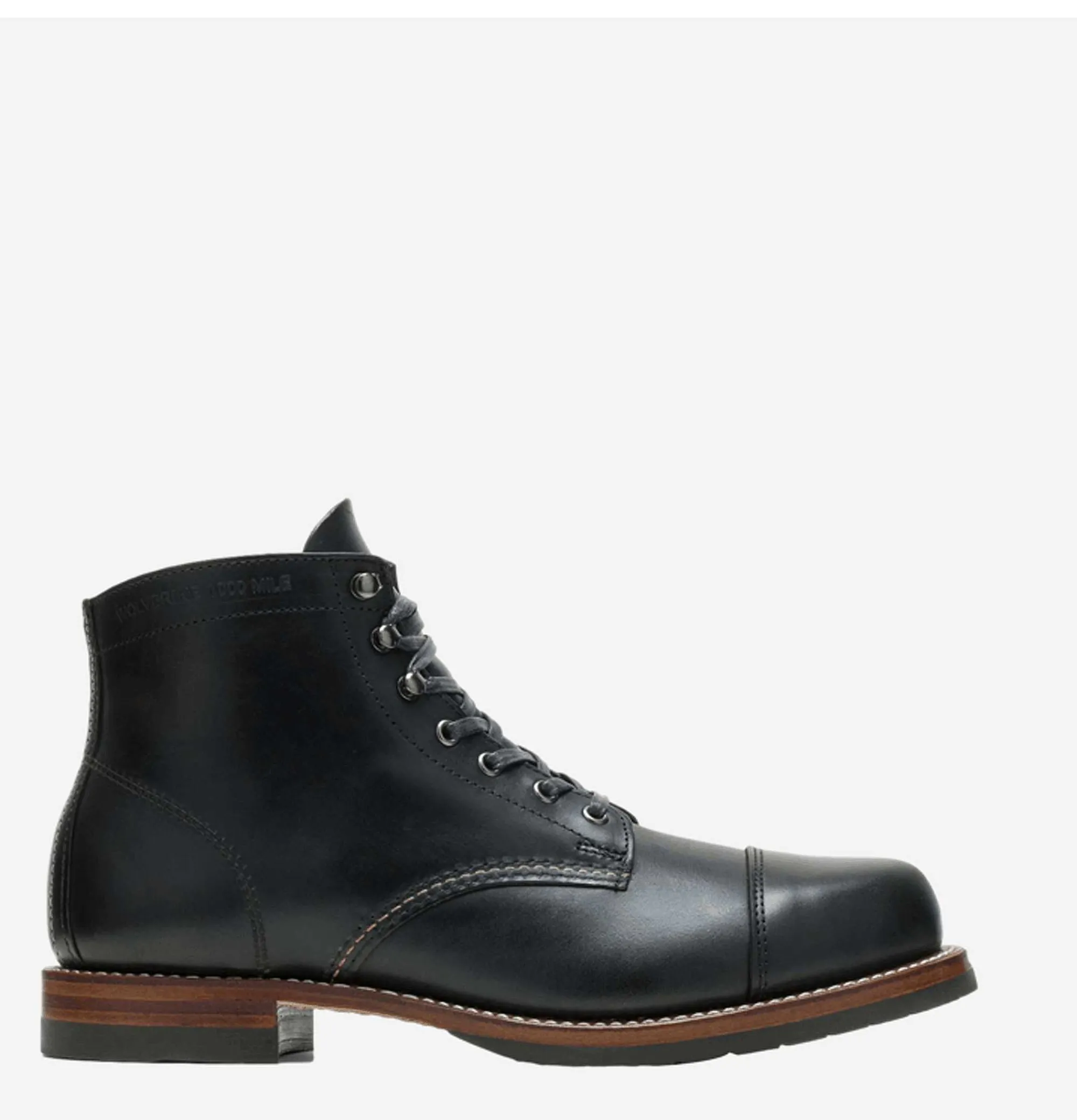 Men WOLVERINE Cap Toe Boots Black