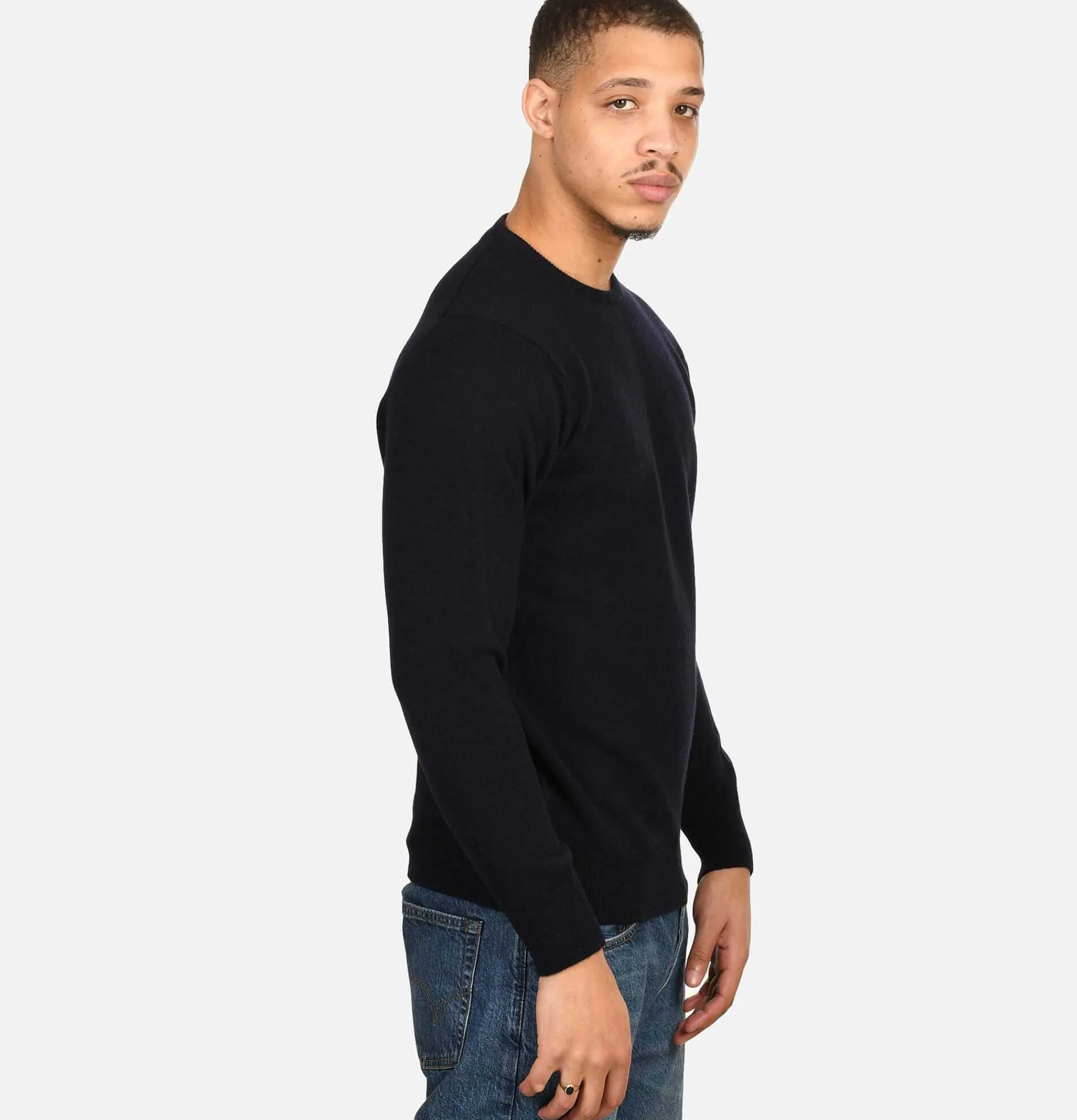 WILLIAM LOCKIE Round Neck Pullover Navy
