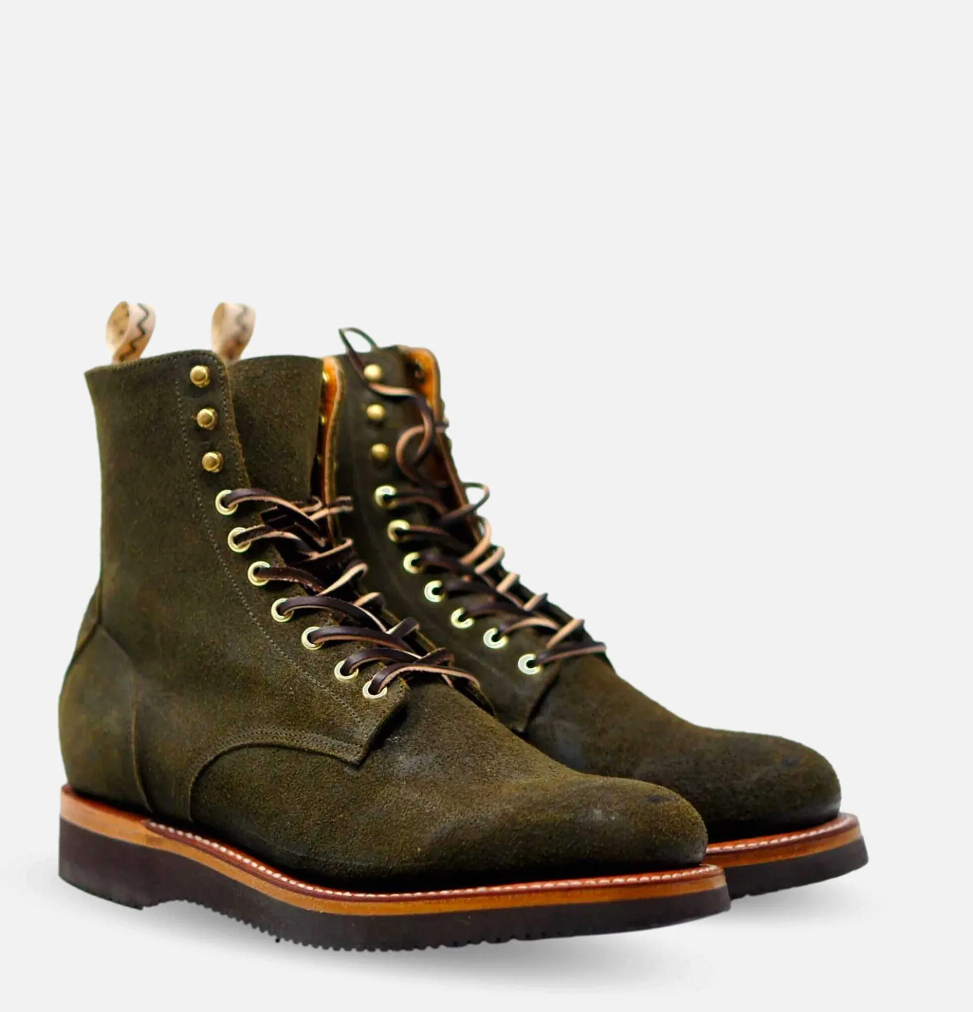 Men UNMARKED Hunter Derby Boots Olive Suede
