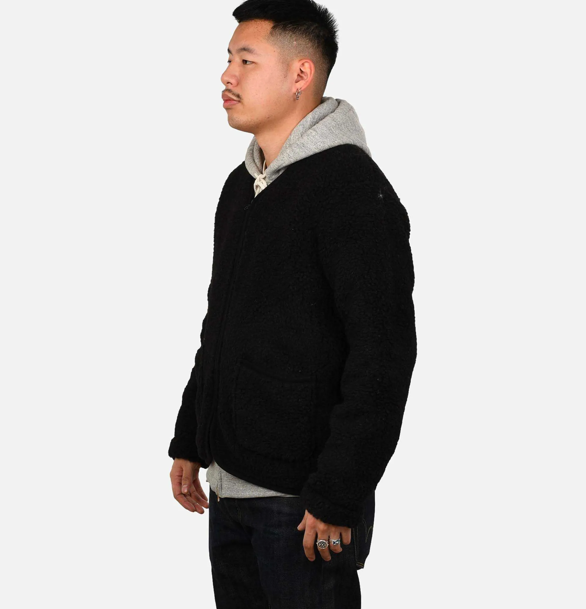 COLDBREAKER Zip Up Vee Cardigan Mole